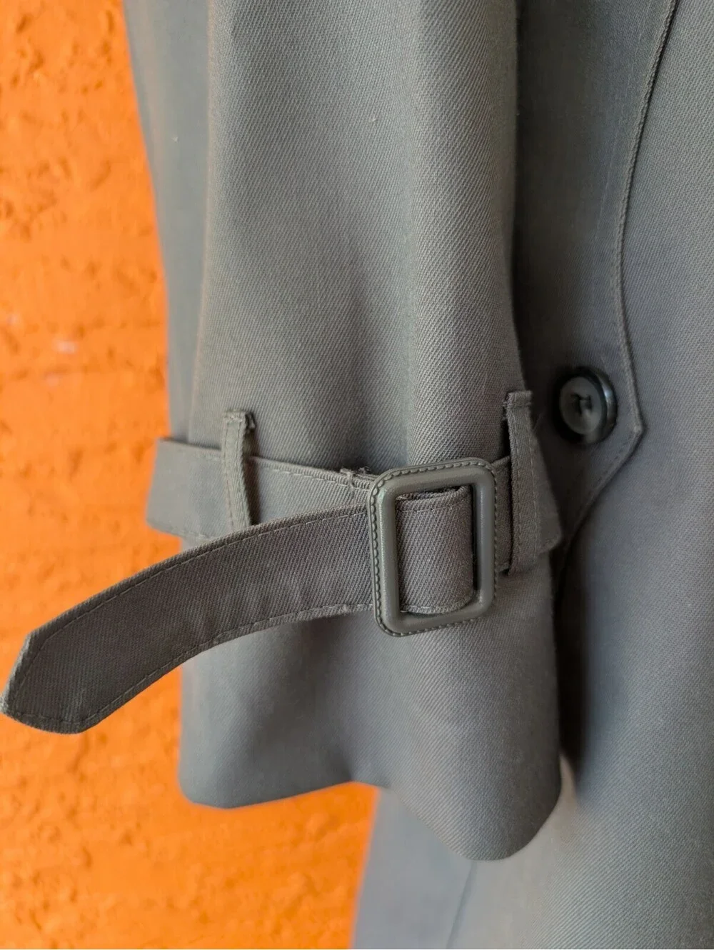 Vintage Christian Dior Monsieur Trench Coat Gray 42R Wool Liner Double Breasted